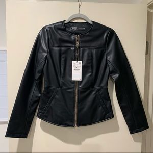 Zara faux leather peplum jacket